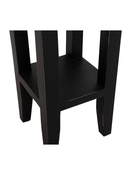 Square Side Table Ramu Made of Solid Wood with Drawers Black M25xW25xH66.5cm