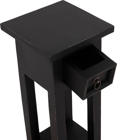 Quadratischer Beistelltisch Ramu aus Massivholz mit Schubladen Schwarz M25xB25xH66,5cm