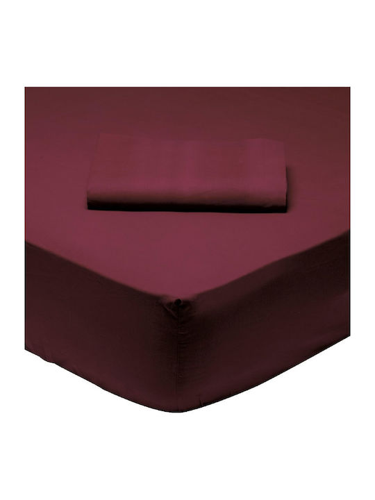 Das Home Sheet for Single Bed with Elastic 100x200+35cm. Best 1014 Bordeaux