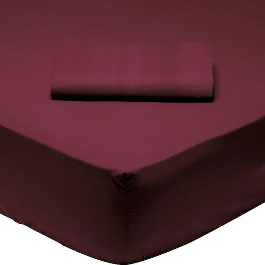 Das Home Sheet for Single Bed with Elastic 100x200+35cm. Best 1014 Bordeaux