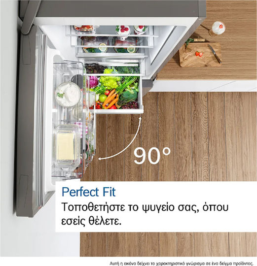 Bosch Ψυγειοκαταψύκτης 440lt Total NoFrost Υ203xΠ70xΒ66.7εκ. Γκρι KGN49OCAF