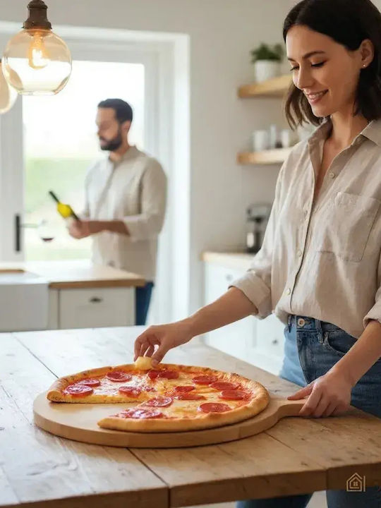 Plăci De Servire Pentru Pizza Cu Mâner Din Lemn 37x37cm pl10055.062