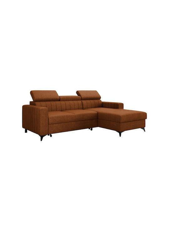 Columbus 170 Corner Couch Bed with Right Corner & Storage Space Orange 170x62x62 cm