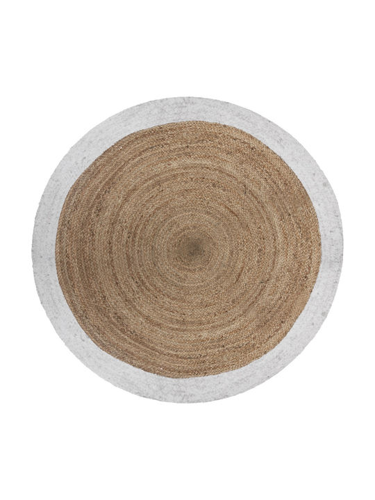Atmosphera Rug Round Summer from Jute Beige White Reli