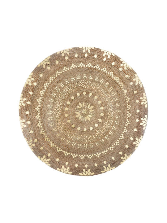 Atmosphera Round Summer Wicker Rug Gold Diameter 115cm