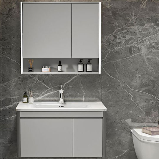 Martin Blat cu Lavoar & Oglindă cu lumină L60xW48xH120cm Gri