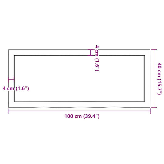 vidaXL Countertop without Sink L100xW40xH4cm Brown
