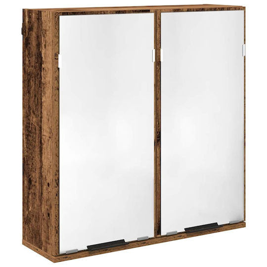 vidaXL Countertop with Sink & Mirror Old Wood, Brown