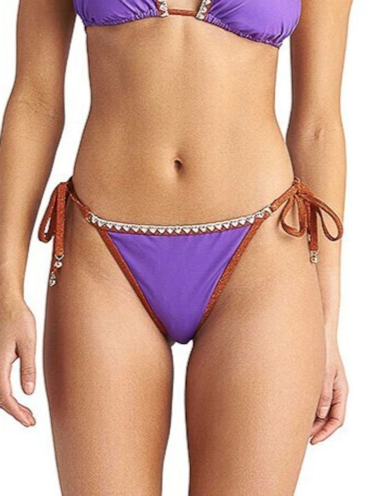 Bikini Slip με Κορδονάκια Μωβ