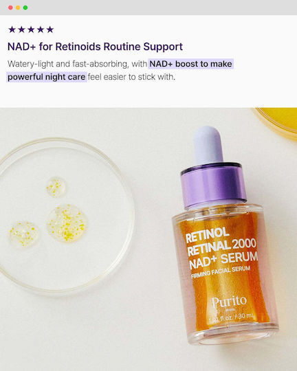 Purito Retinol Retinal 2000 NAD+ Anti-Aging Face Serum with Retinal & Retinol 30ml