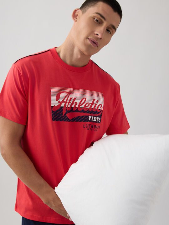 Minerva Vibes Sommer Herrenpyjama Rot