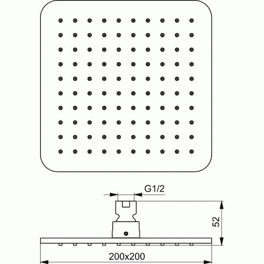 Ideal Standard Idealrain Cube Τετράγωνη Κεφαλή Ντουζ 20x20cm