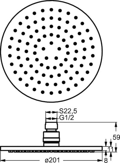 Ideal Standard Idealrain Στρογγυλή Κεφαλή Ντουζ 20cm