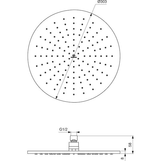 Ideal Standard Idealrain Στρογγυλή Κεφαλή Ντουζ 30cm