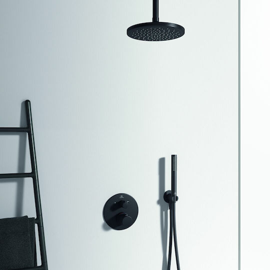 Ideal Standard Idealrain Στρογγυλή Κεφαλή Ντουζ 30cm Silk Black