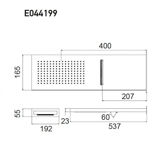 Almar Rectangulare Cap de duș 19.2x53.7cm Aur periat PVD