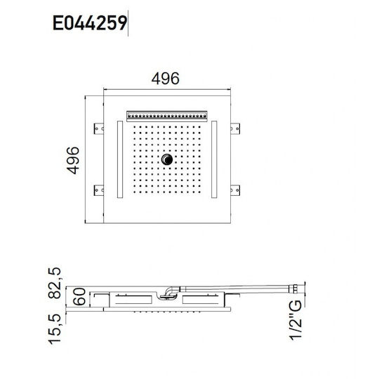 Almar Easy Light Tempation Pătrat Cap de duș 30x30cm Aur periat PVD