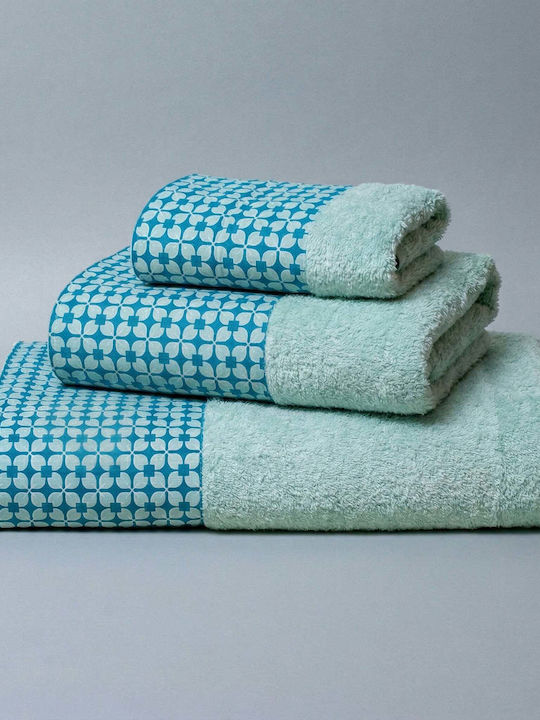 White Fabric Hand Towel Gemma 30x50cm Green Weight 600gr/m²