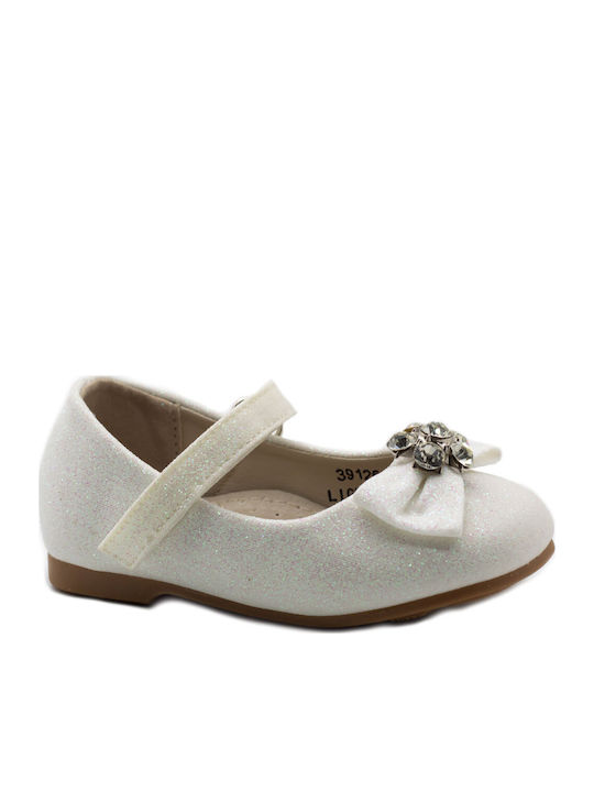 Kids Anatomic Leather Ballerinas with Hoop & Loop Closure Beige