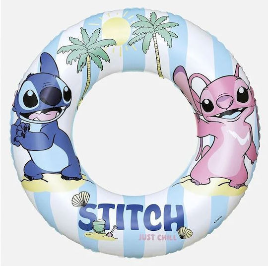 Kids' Swim Ring Stitch Sky Blue-White 56cm