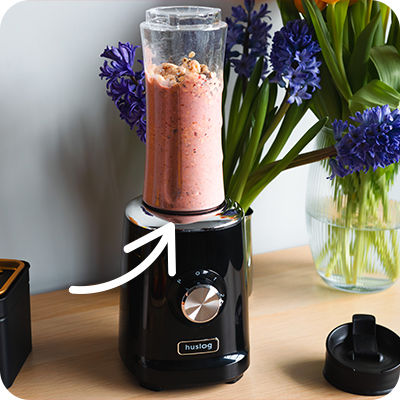 Huslog Blender with Plastic Jug 600 ml 500W Black