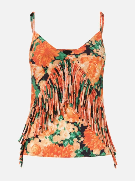 Women's Sleeveless Floral Multicolour Blouse