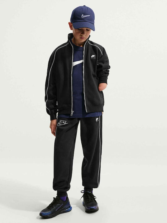 Athleisure Kids Cardigan Cotton Hooded Black