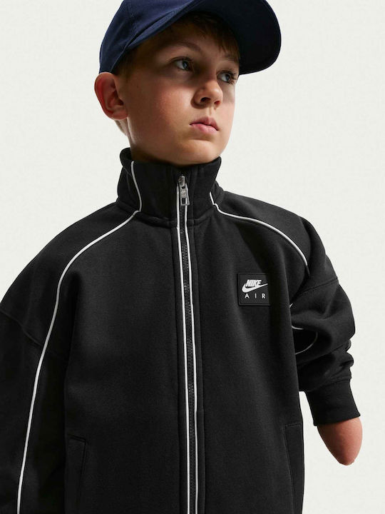 Athleisure Kids Cardigan Cotton Hooded Black