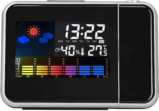 Avizar Digital Alarm Clock Time Projection Temperature Humidity Sensors Black