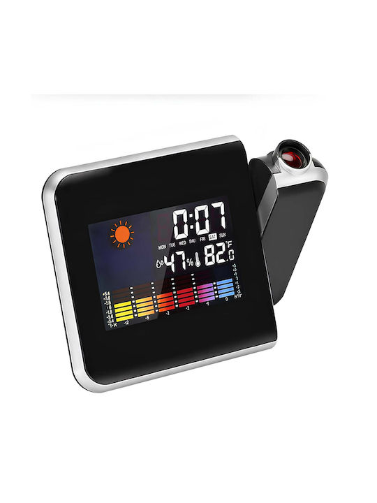 Avizar Digital Alarm Clock Time Projection Temperature Humidity Sensors Black
