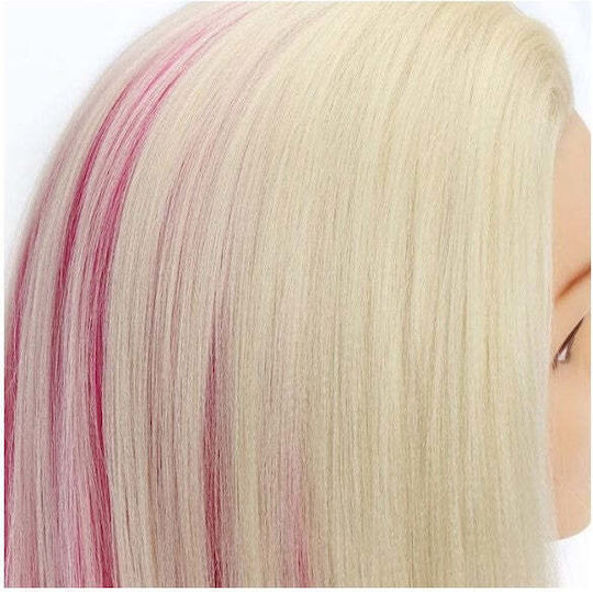 Cap Manechin Pentru Practică Blond Auriu Albastru Roz 65cm Păr Des Stand