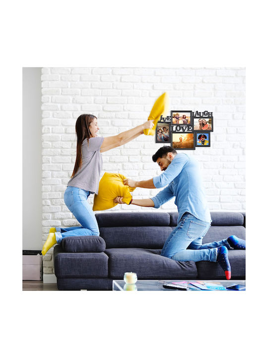 Relaxdays Multi Bilderrahmen Wandmontage 5 Stück Kunststoff mit Weißem Rahmen