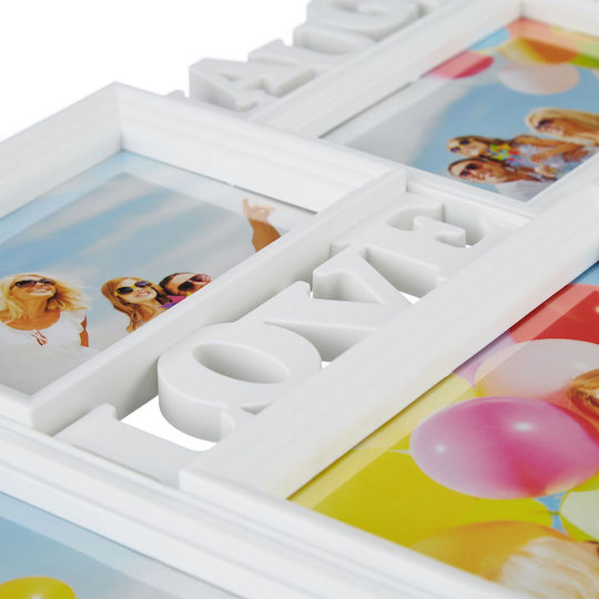 Relaxdays Multi Wall-Mounted Picture Frame 5 Photos Plastic With White Frame
