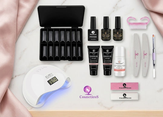 Komplettes Polygel-Set Fsm First Step – Professionelles 14-teiliges Set Sun5 48w Lampe