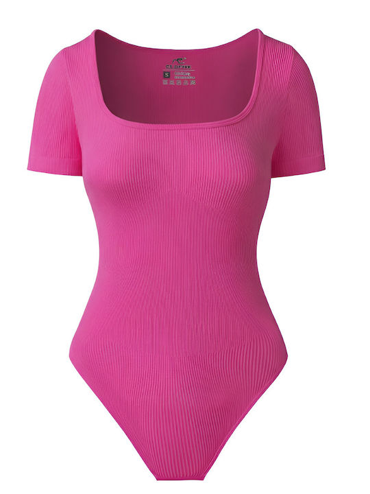 Women's Shaping Bodysuit Short Sleeve Basic Training Sports Pink L