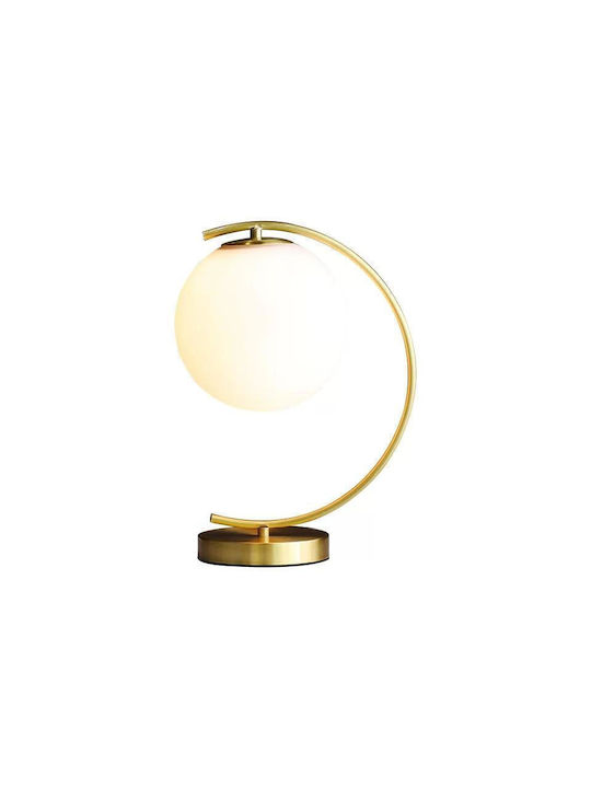 Luminastar Lampă de Masă din Sticlă pentru Soclu E27 cu Abajur Alb și Bază