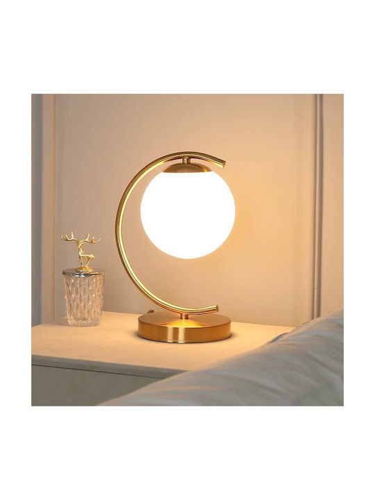 Luminastar Lampă de Masă din Sticlă pentru Soclu E27 cu Abajur Alb și Bază