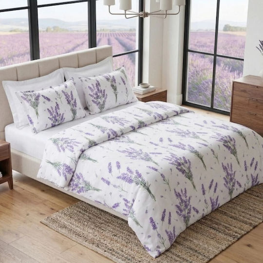 Pucioasa Σετ Παπλωματοθήκη 200x230cm Διπλή με 2 Μαξιλαροθήκες & 1 Σεντόνι Purple Lavender