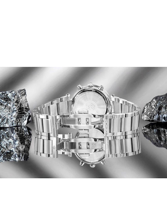 Giewont Womens Chronograph Battery Watch With Silver Metal Bracelet