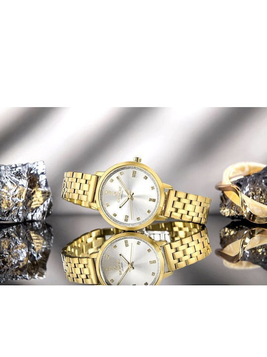 Giewont Womens Battery Watch With Gold Metal Bracelet