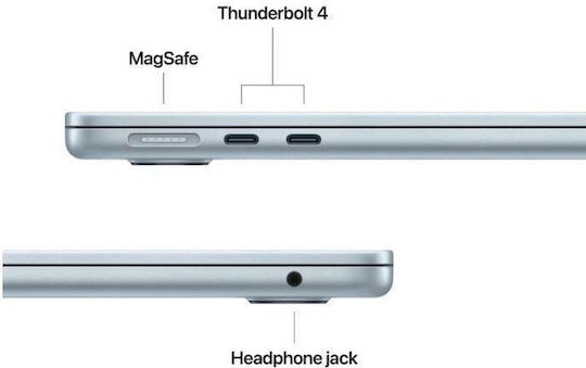 Apple MacBook Air 13.6" Panou IPS Ecran Retina (M4-10 Nuclee/16GB/512GB SSD/10-Core GPU) cu Încărcător 35W Dublu Port Albastru Ceresc Tastatură Română
