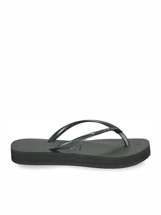 Slim Flatform Джапанки в Черен Цвят