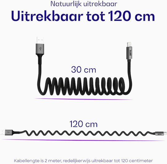 Buddi Flex USB-A to Lightning Cable 12W Black 2m
