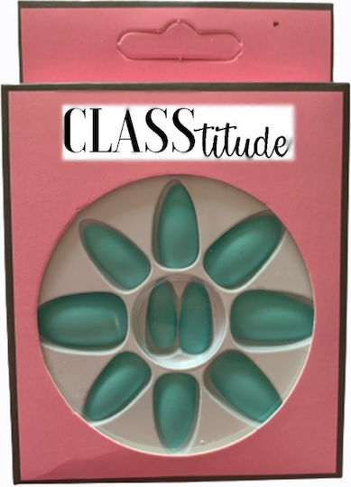 Set 12 Matte Self-adhesive False Nails Mint Green