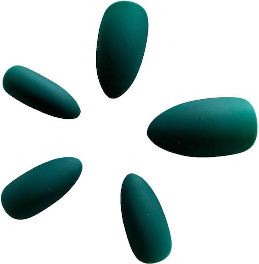 Set 24 Matte Green Almond Press-on False Nails
