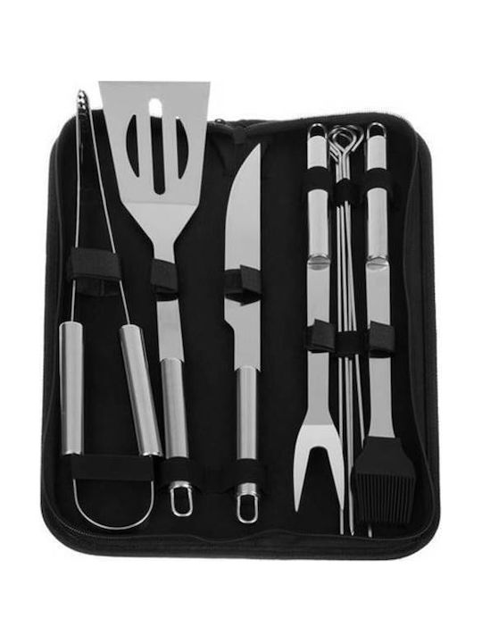 Set 9 Stainless Steel Grill Utensils Black Silver