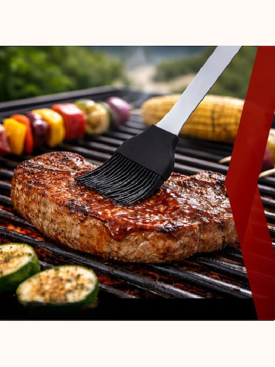 Set 26 Unelte pentru Grătar Premium Accesorii din Oțel Inoxidabil Include Perii Pensete Cuțite Spatulă Frigărui Suporturi pentru Porumb Furculițe Solnițe Geantă Căptușită din Aluminiu Dimensiuni 43 X 27 X 8 Cm Argintiu