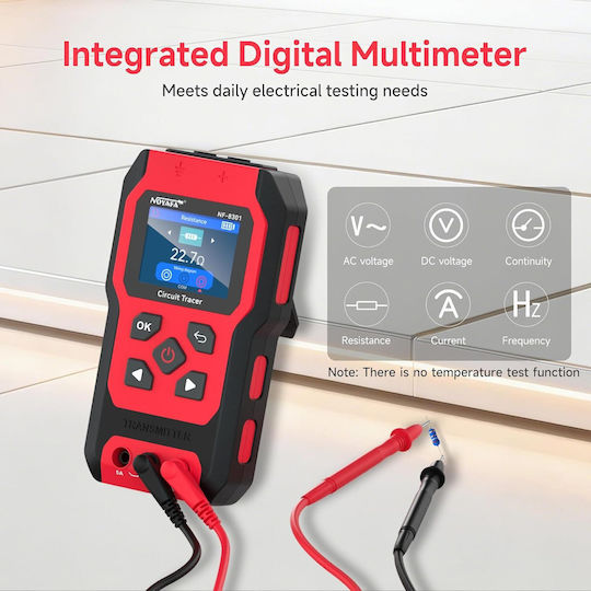Detector Profesional de Circuite de Cablu Noyafa Nf-8301 Multimetru Digital Integrat 400v Funcție Ncv Fără Contact 8 Niveluri de Sensibilitate Reglabile Localizare Cablu Subteran În Perete Indicator de Semnal Lanternă Led Kit Complet Roșu