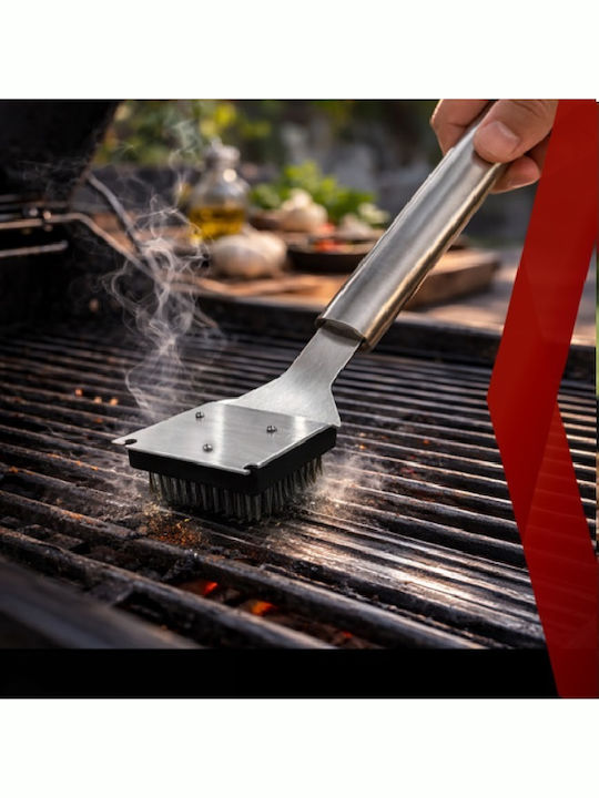 Set 26 Unelte pentru Grătar Premium Accesorii din Oțel Inoxidabil Include Perii Pensete Cuțite Spatulă Frigărui Suporturi pentru Porumb Furculițe Solnițe Geantă Căptușită din Aluminiu Dimensiuni 43 X 27 X 8 Cm Argintiu
