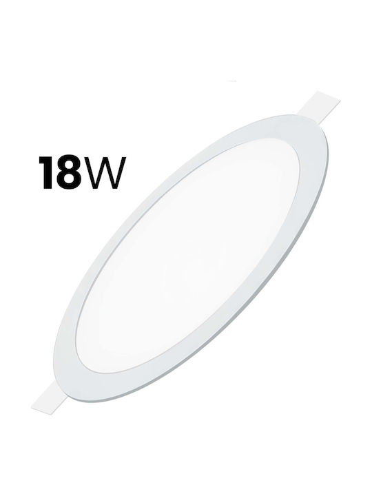 Avizar 18w 22cm Round Recessed Led Panel 3 Adjustable Color Temperatures White